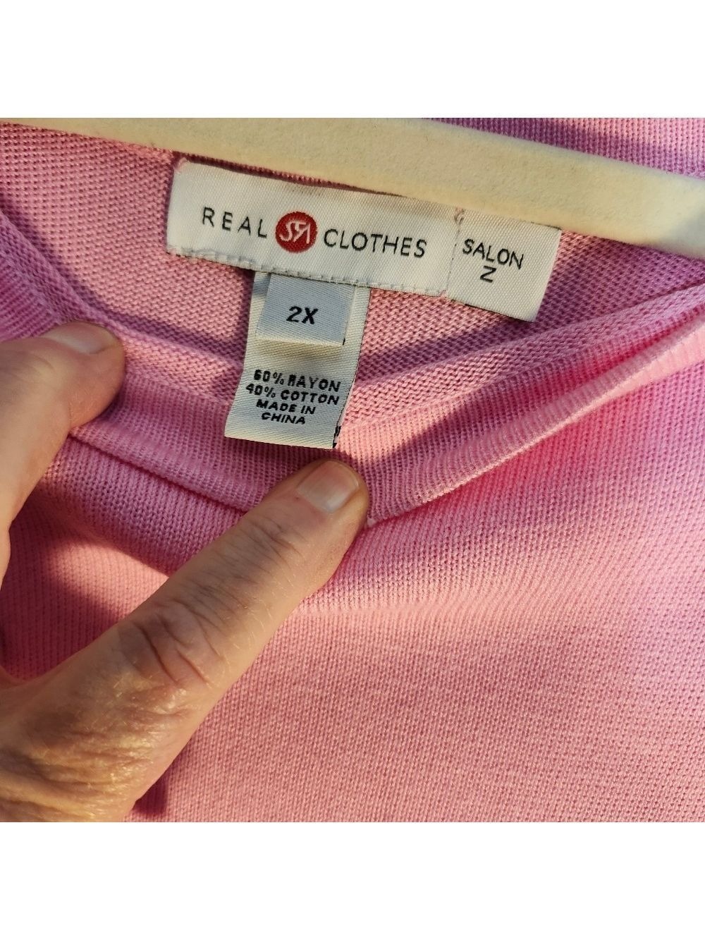 Real Clothes Pink Boat Neck Long Sleeve Spring/summer Lightweight Sweater Sz 2x - Picture 4 of 7